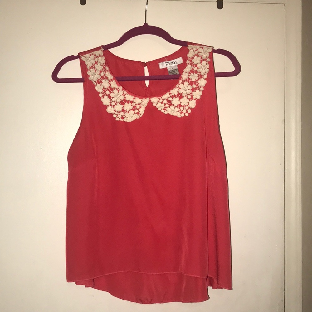 cute blouse with collar lace trim